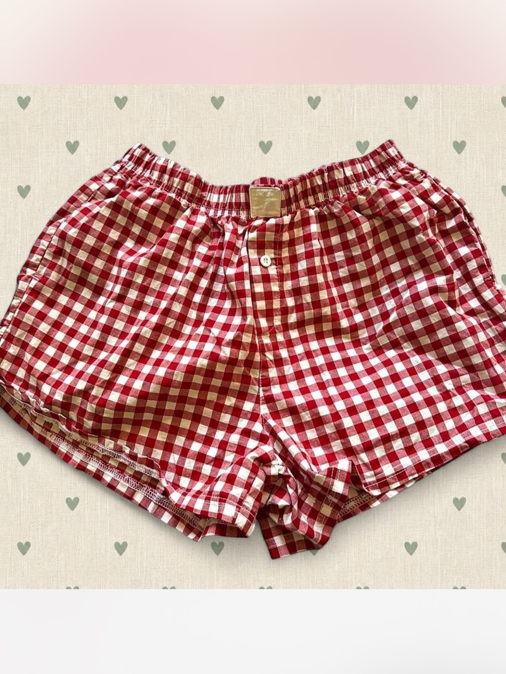 Amazon Red & White Gingham Athletic Shorts